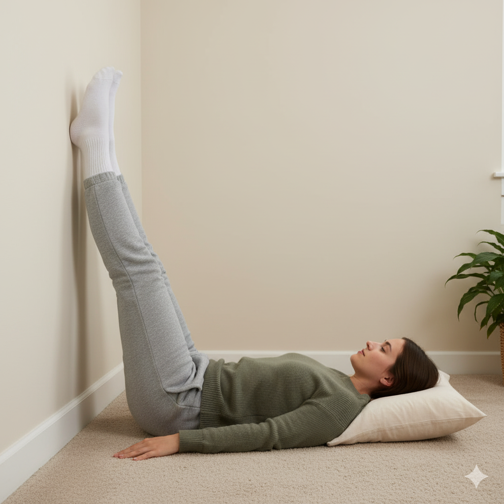 Elevar as pernas para aliviar o cansaço e melhorar a circulação sanguínea.